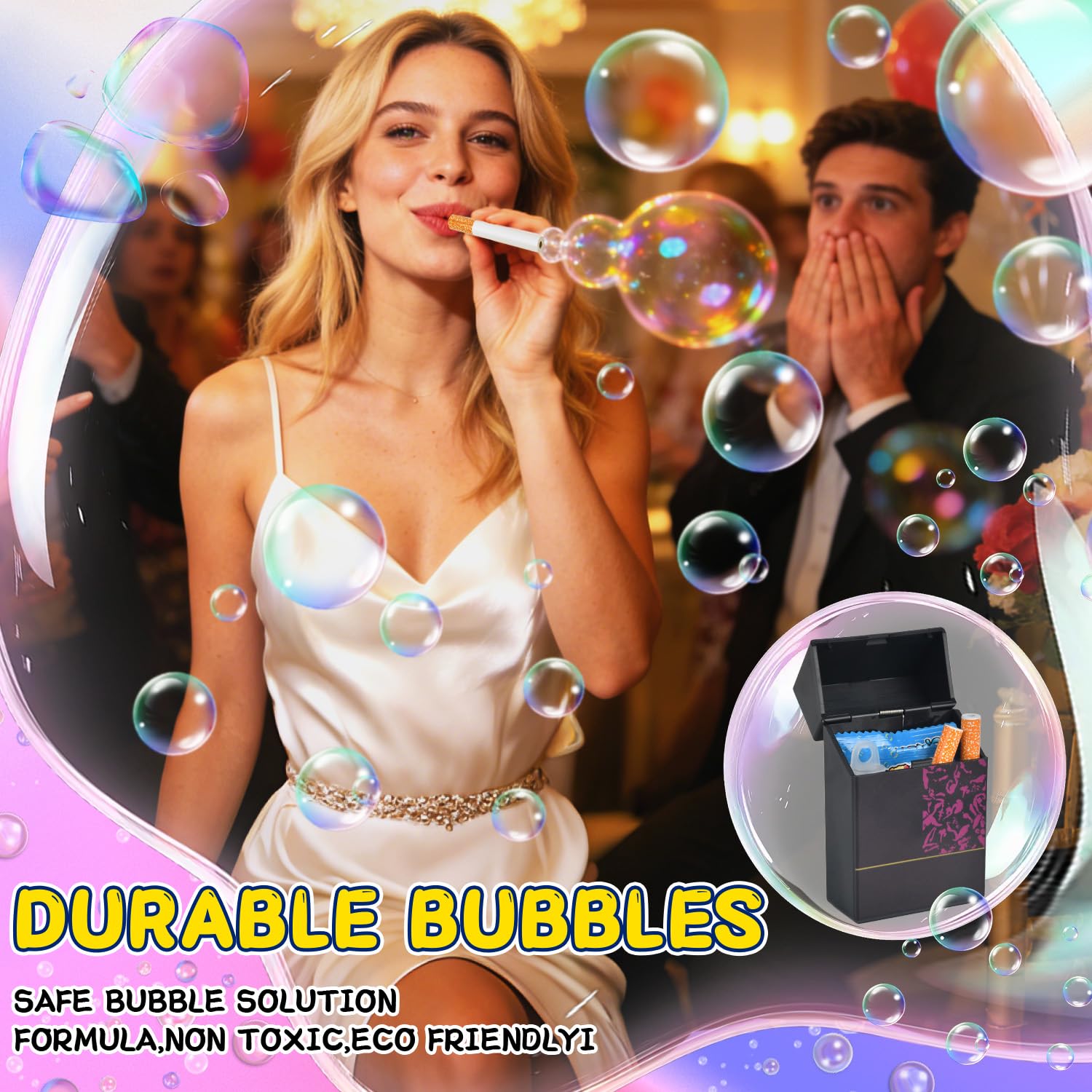Seifenblasen Spielzeug, 4 Stück Bubble-Cigarettes Mini Seifenblasenbläser, Blowing Bubbles Seifenblasenmaschine, Lustige Bubble Sticks Spaßartikel für Party, Festival, Cosplay