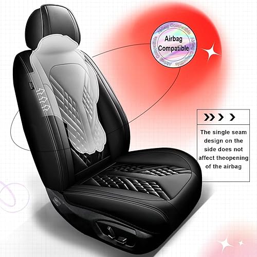 Miniatura 3 de Fundas de asiento delantero para Toyota Camry 1998-2024, funda de asiento de automóvil de cuero con bolsa de aire, cómoda, transpirable, impermeable