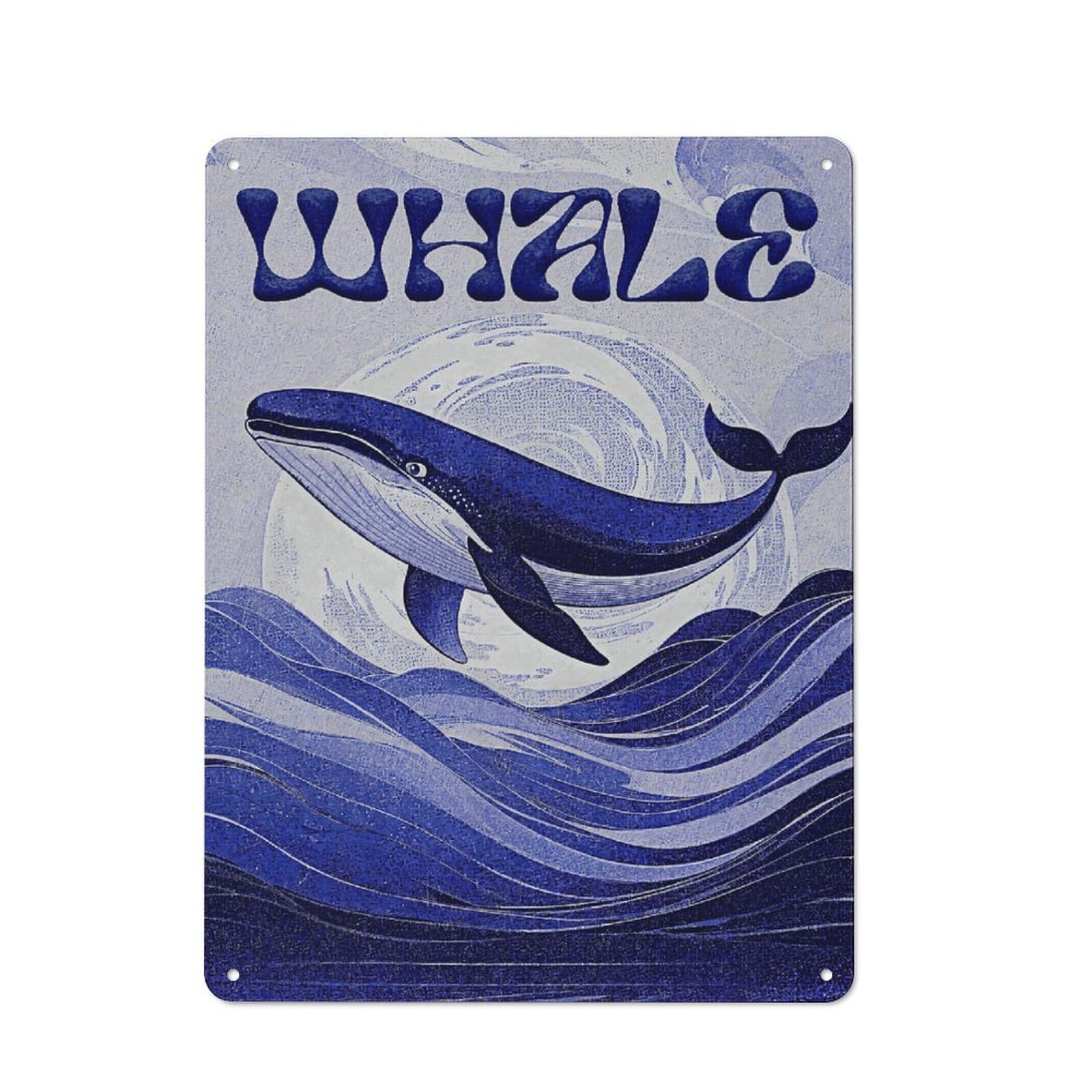 WHALE Retro Metal Sign 40x30cm, Old Fashioned Retro Room Decor for Living Room, Hallway, Kitchen Or Cafe