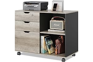 DEVAISE 3-Drawer Wood File Cabinet, Mobile Lateral Filing Cabinet, Printer Stand with...