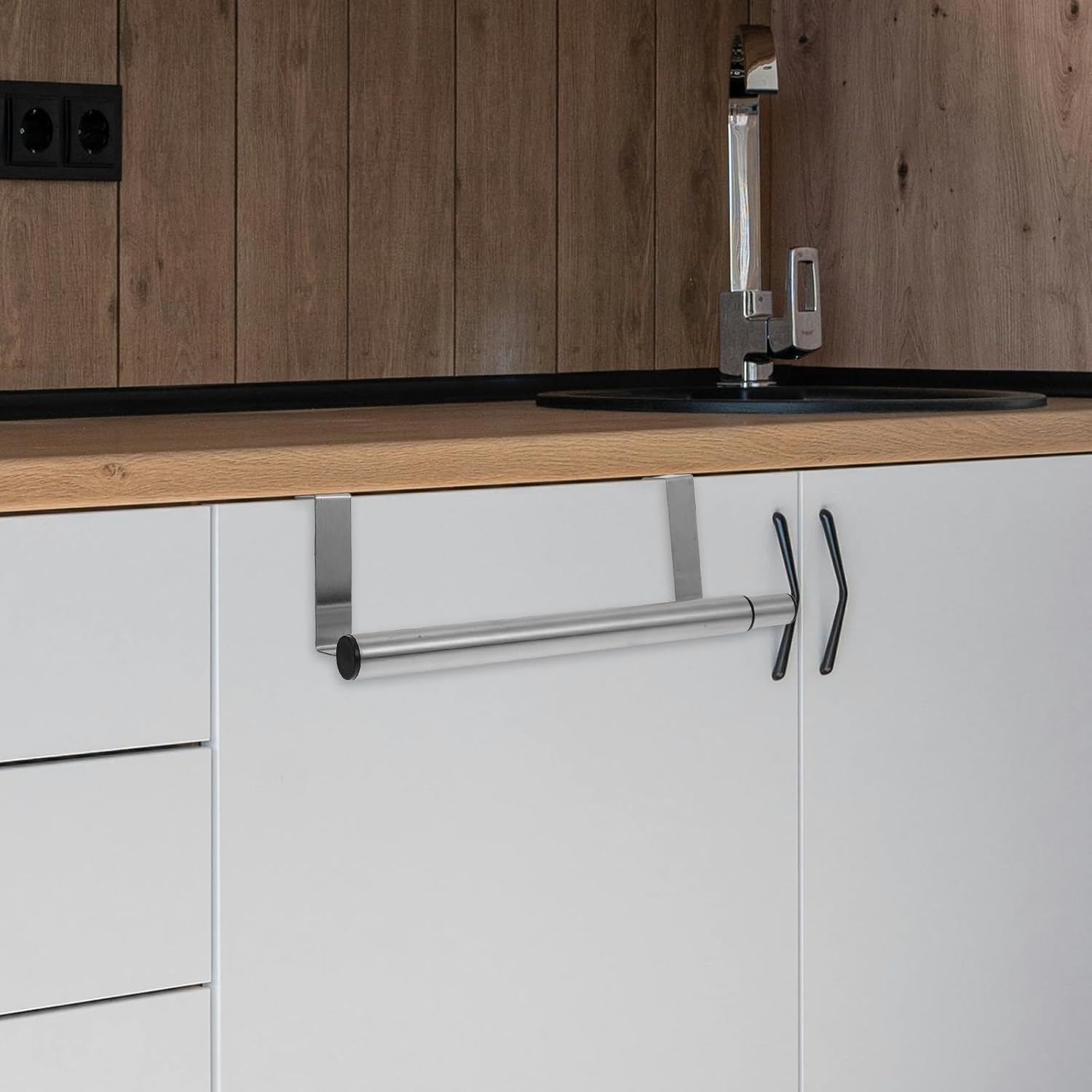 Cabilock Over the Door Towel Rack Stainless Steel Telescopic Hanging Bar 15.90 Inch Punch-Free Kitchen Cabinet Bathroom Organizer