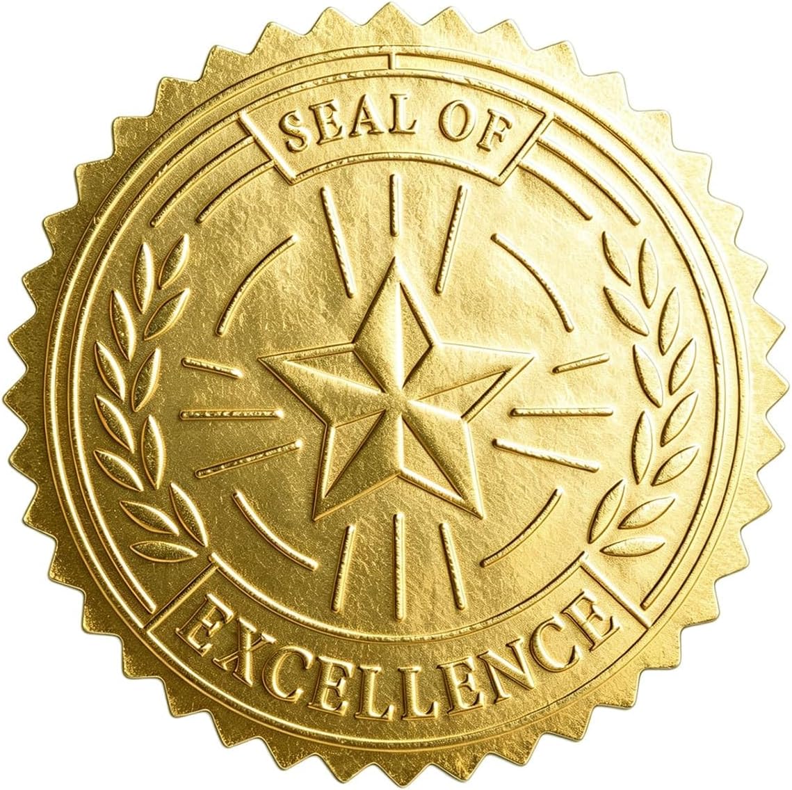 Embossed Gold Foil Certificate Seals, Seal of Excellence, 1.75", 100 Count