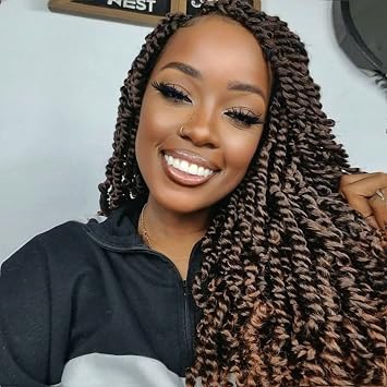 TOYOTRESS Tiana Passion Twist Hair - 16 inch Pre-twisted Crochet Braids Ombre Brown, Synthetic Braiding Hair Extensions 16 Inch, T30