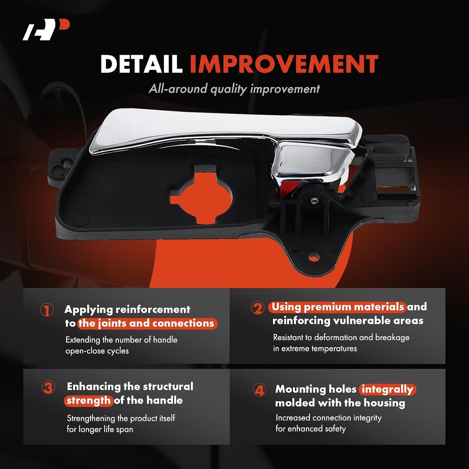 A-Premium Inside Interior Door Handles Compatible with Hyundai Elantra 2009 2010 2011 2012 Hatchback, Chrome, 2-PC Set, Front Driver and Passenger Side