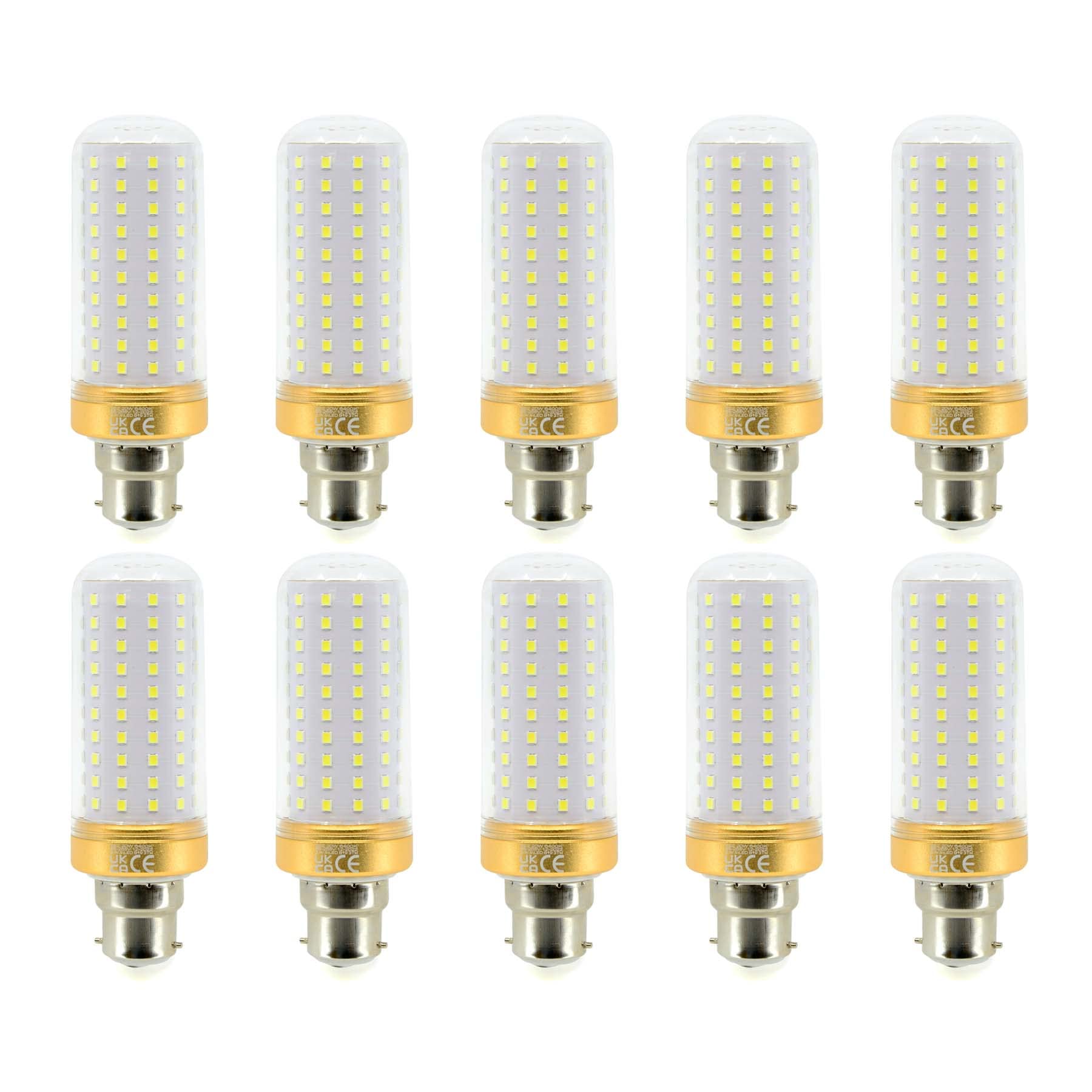 G.W.S® B22 Bayonet LED Corn Bulb, 20W 3380Lms Neutral White 4000K, 360° Beam Angle, Pack of 10