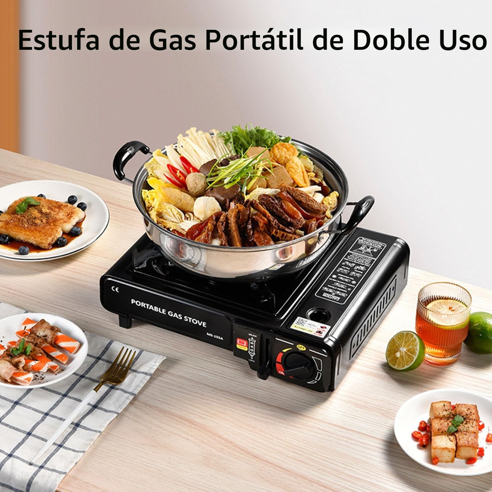 Hornillo de butano de 2900 W, hornillo de gas para camping y barbacoa, resistente a altas temperaturas, para cocinar al aire libre y uso en viajes, modelo B