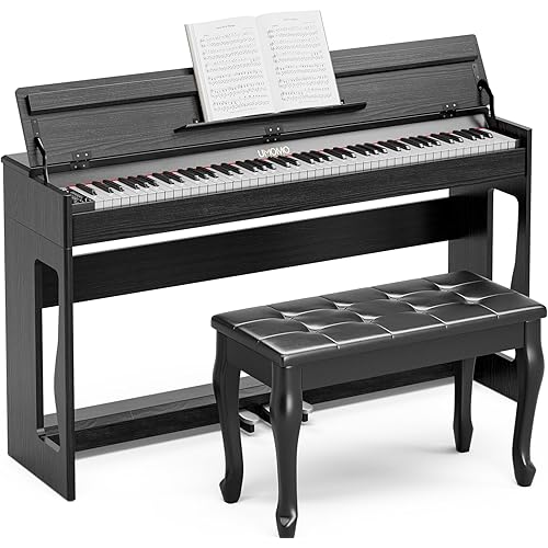 UMOMO 88 Weighted Key Digital Piano with Duet Piano Bench, Beginner Keyboard Piano Full Size Heavy Hammer Weighted Action Electric Piano Keyboard with USB MIDI, Black