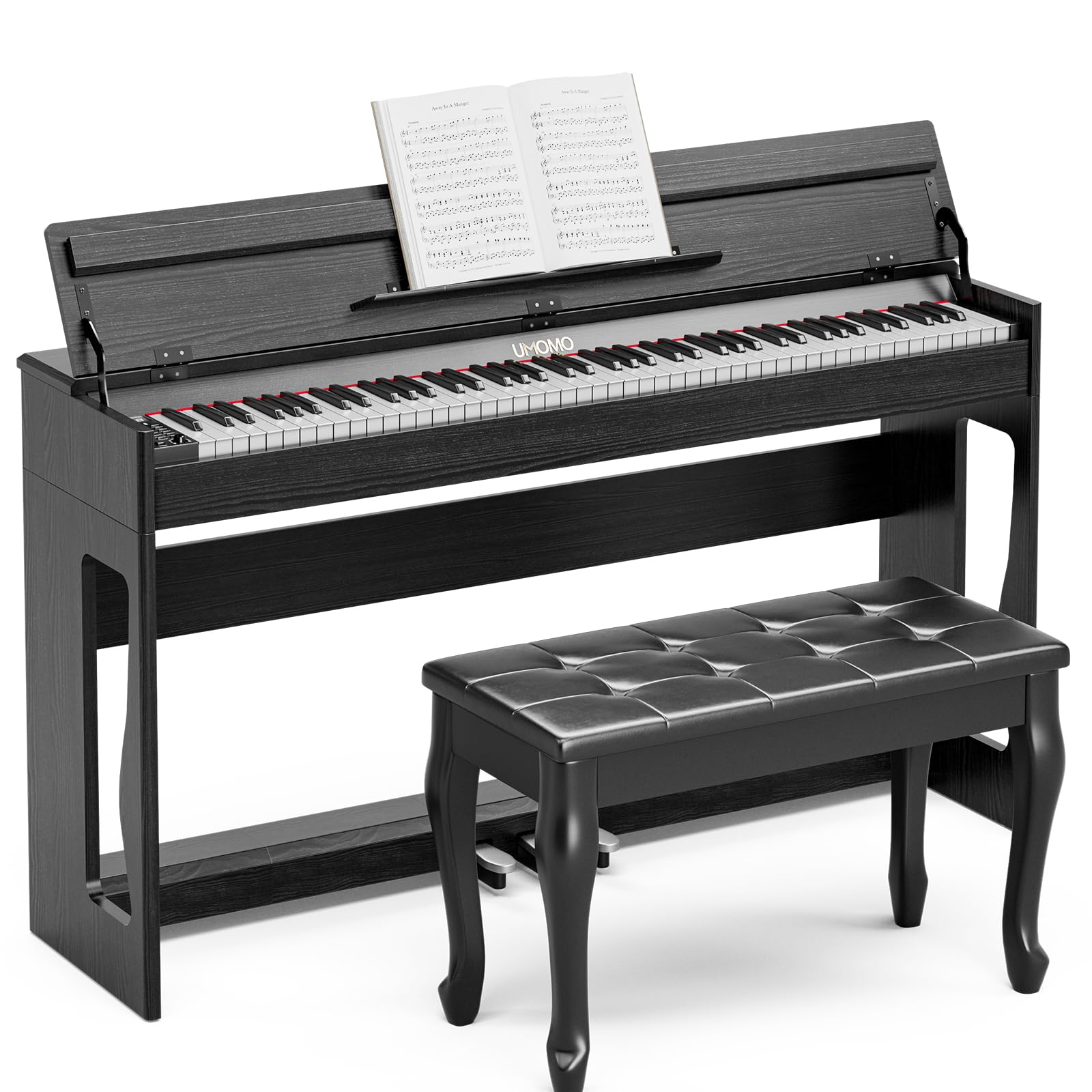 UMOMO 88 Weighted Key Digital Piano with Duet Piano Bench, Beginner Keyboard Piano Full Size Heavy Hammer Weighted Action Electric Piano Keyboard with USB MIDI, Black