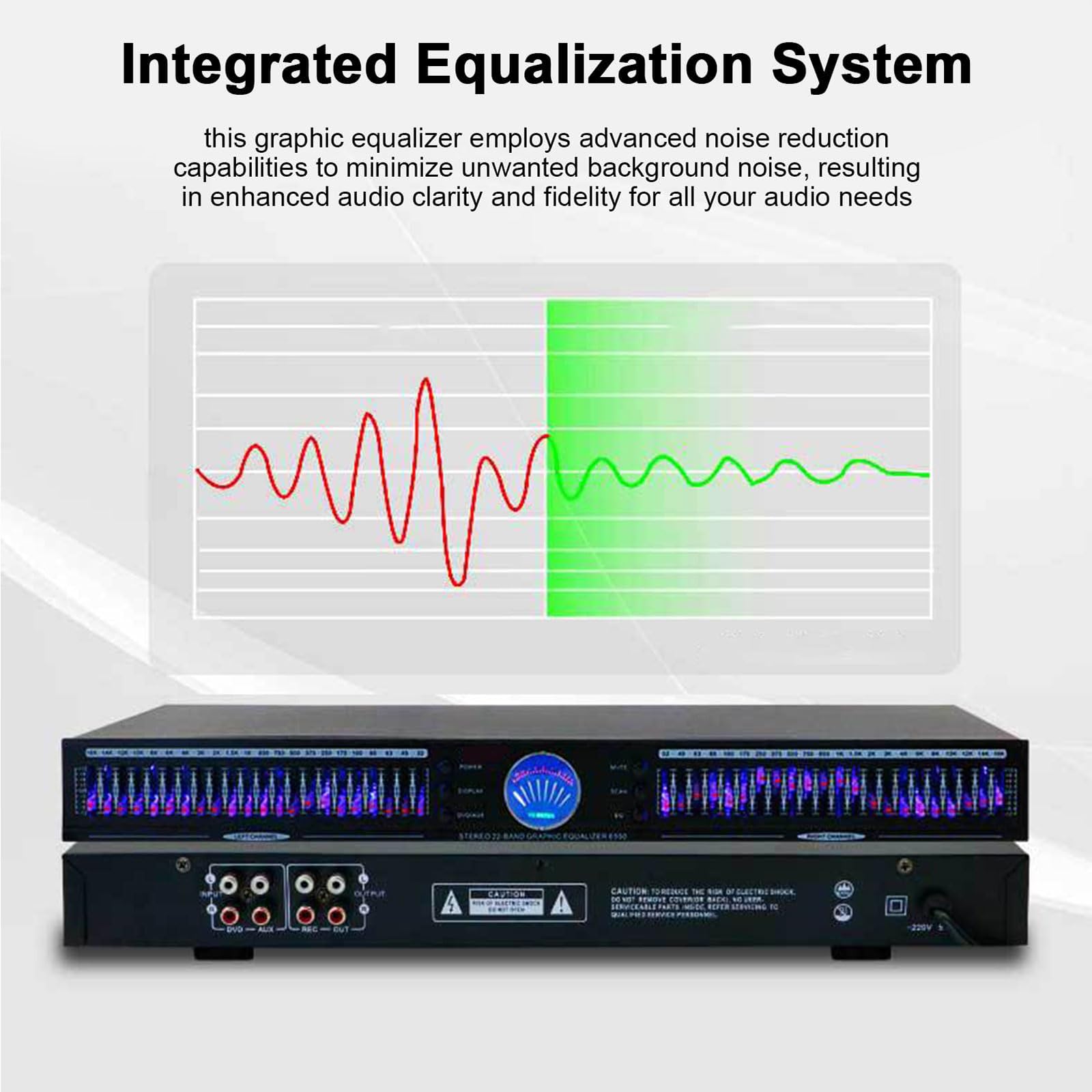 22-pasmowy korektor audio, korektor graficzny stereo, z 10 zaprogramowanymi efektami i redukcją szumów, do strojenia domu Hifi