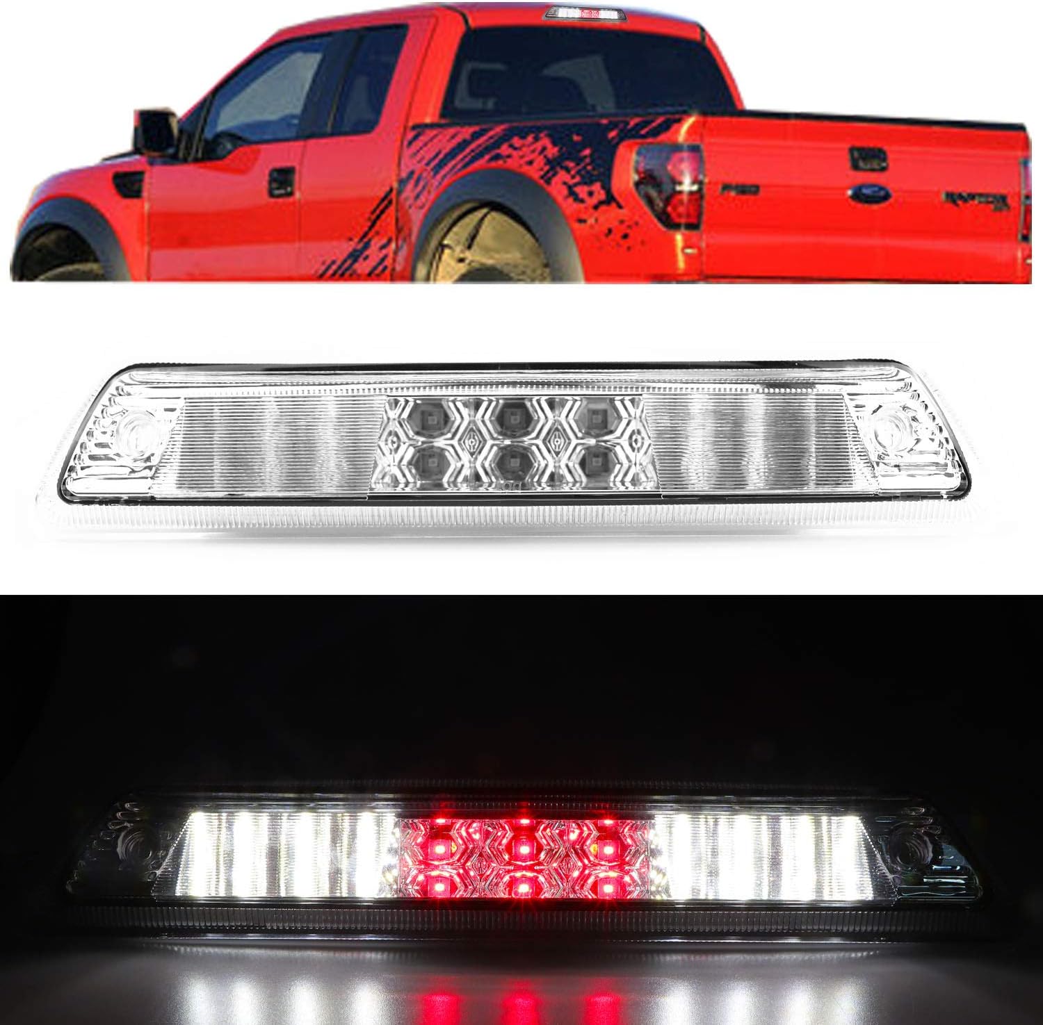 Third 3rd Brake Light Cargo Light Center High Mount Brake Stop Lamp Tail Light LED for Ford F-150 2009-2014