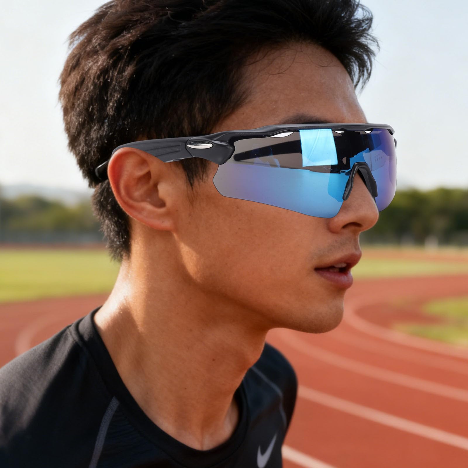 Topiky Lunettes de Soleil Intelligentes de Sport, Lunettes de Cyclisme Bluetooth avec Verres Polarisés, Haut-parleurs de Musique à Oreille Ouverte, de Sport Coupe-Vent,