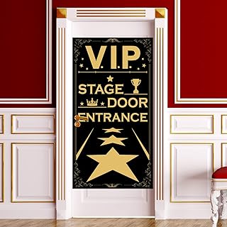 3 Pieces VIP Stage Door Entrance Door Cover Movie Theme Party Decorations Star VIP Red Carpet Party Decorations for Music Award Night Birthday Accessory Supplies, 60 x 31.5 Inches