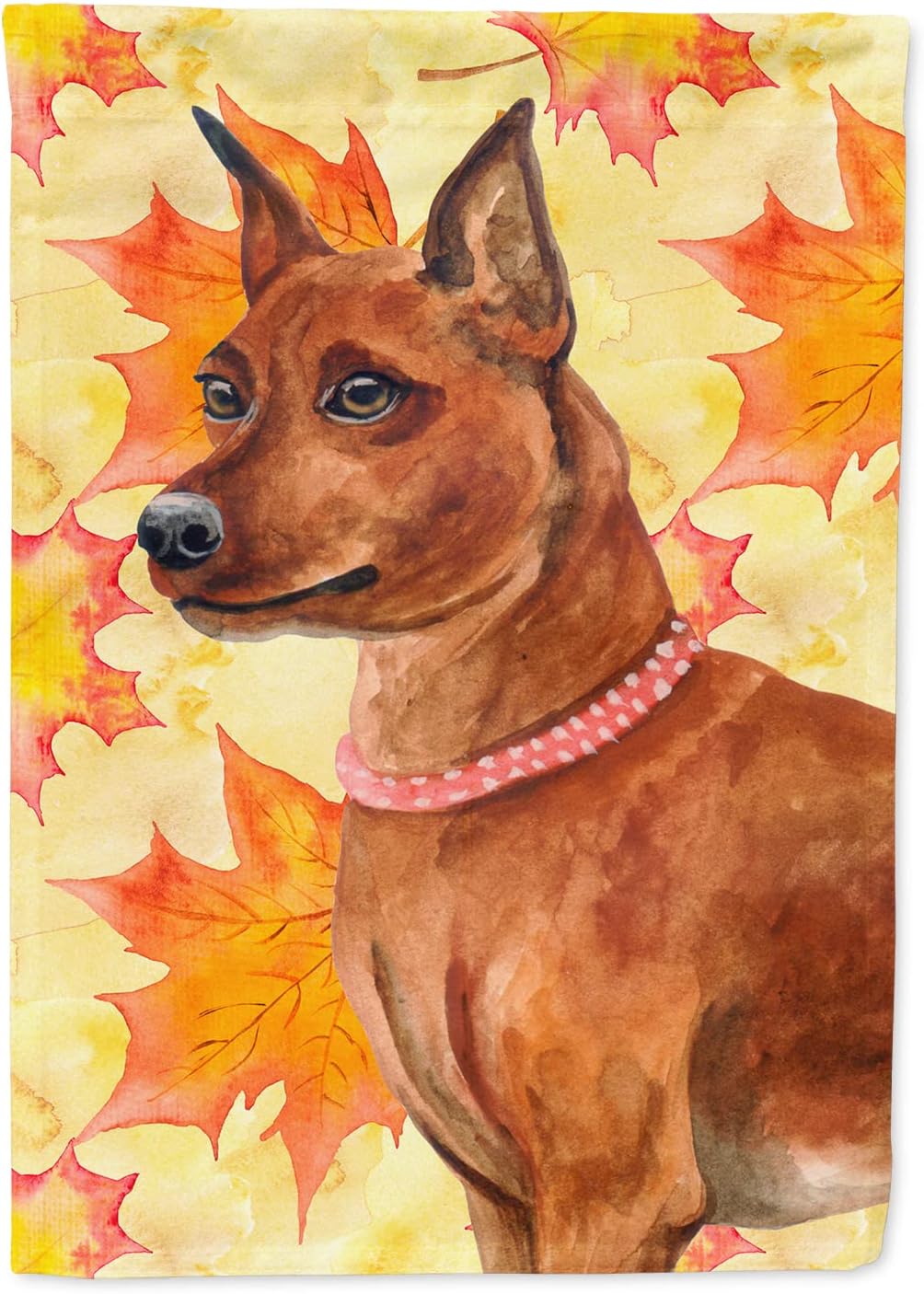 Caroline's Treasures BB9917CHF Miniature Pinscher Fall House Flag, Yellow Large Porch Sleeve Pole Decorative Outside Yard Banner Artwork Wall Hanging, Polyester, House Size, Multicolor