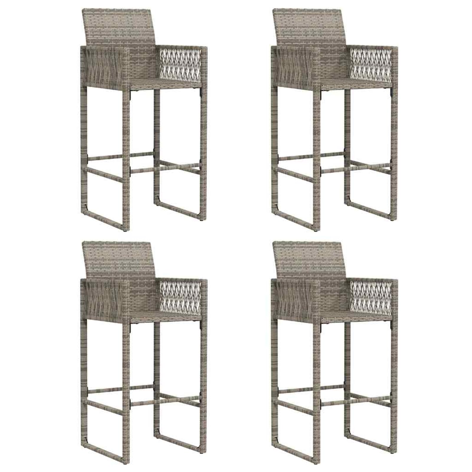 Homgoday Set Bar jardín sin Cojines 5 pzas ratán sintético Acacia Gris Barra Jardin Barra Bar Exterior mesas Altas y taburetes Dimensiones 145 cm