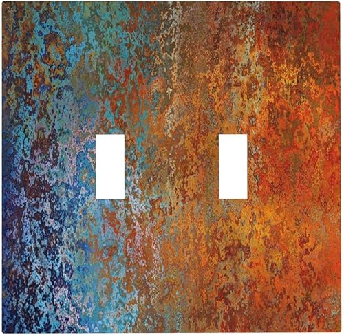 Miniatura 108 de Placa de pared doble basculante de mármol azul, cubierta decorativa de interruptor de luz de 2 cuadras, moderna acuarela degradada, arte de tinta