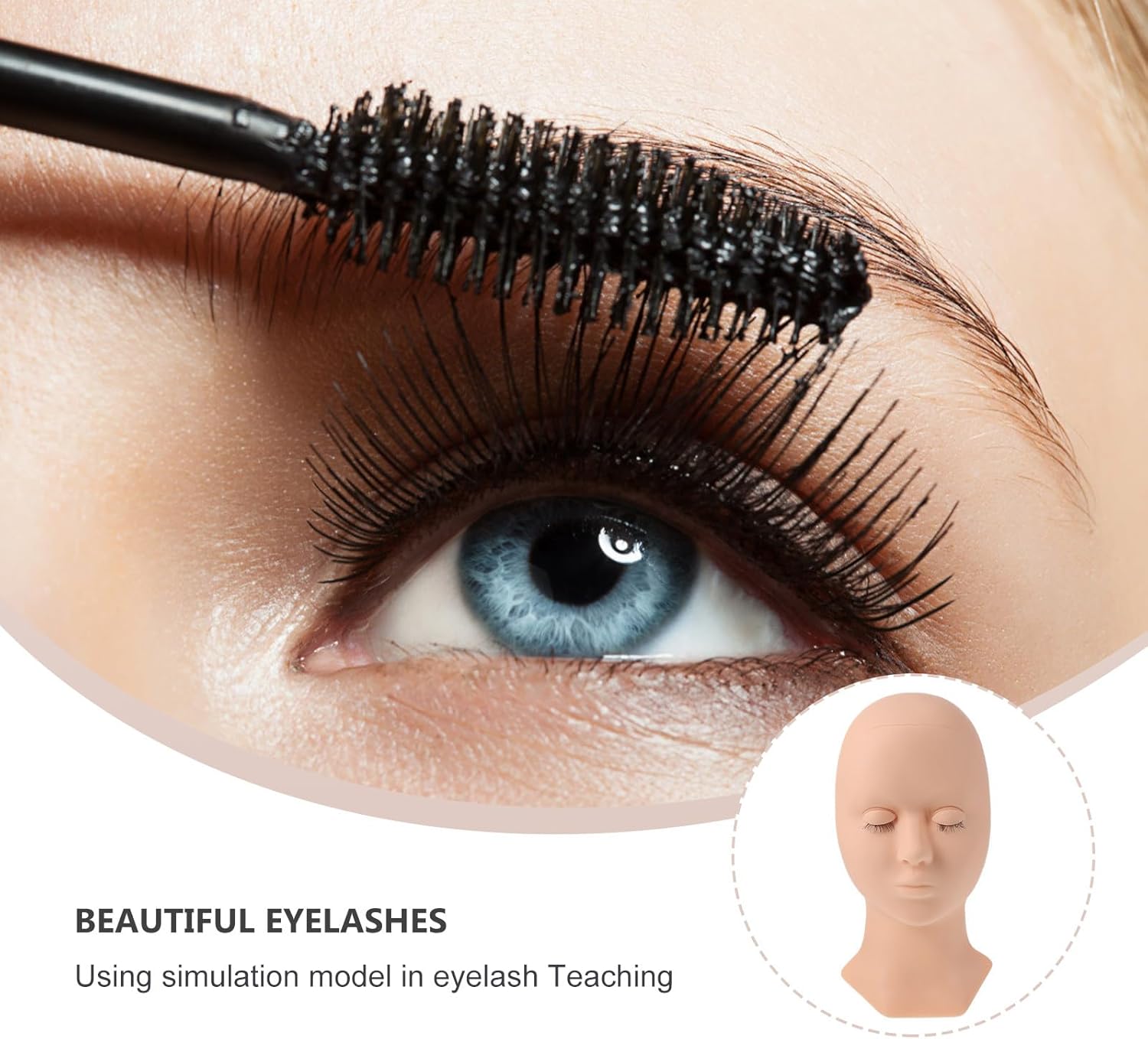 Detachable Silicone Eyelash Practice Head Mold for Grafting, Mannequin Training Head Model with Removable Eyes, Pink Beauty Doll for Lash Extension Practice