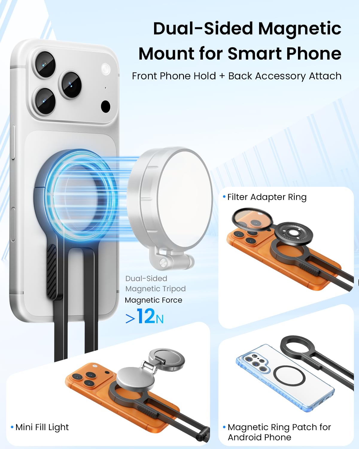 Magnetic Phone Tripod Magnetic Smartphone Stand Phone Mount Tripod for iPhone for Magsafe Selfie Stick