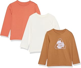 Lot de 3 t-Shirts décontractés à Manches Longues en Coton bio Pour garçon, Take Care/Print, XS