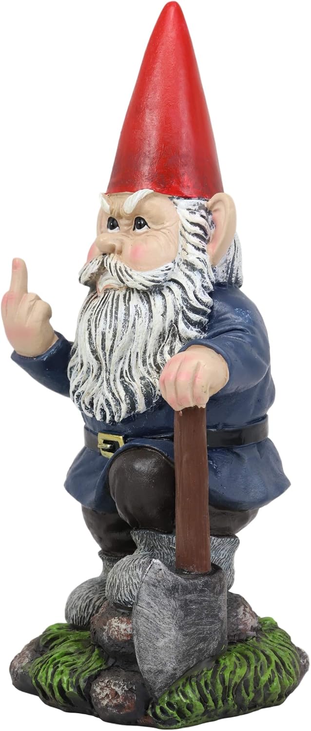 Ebros Rude Garden Greeter Go Away! Dwarf Flip The Bird Statue, Patio, Outdoor, Poolside Garden Figurine As Whimsical Decor - Image 4