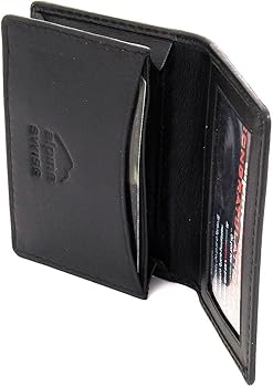 Alpine Swiss Classic Leather Business Card Wallet with ID Window