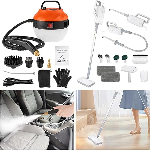 WICHEMI Limpiador de vapor para limpieza, máquina de vapor de alta presión de 1800 W, vaporizador de mano + 1300 W multiusos de alta temperatura,