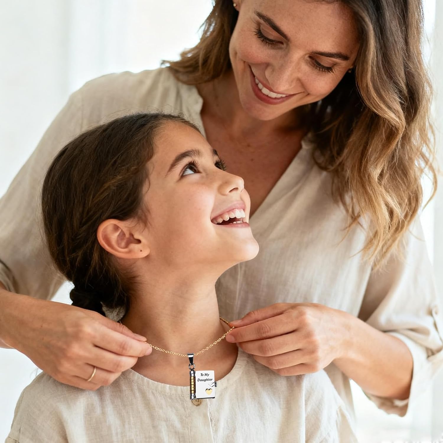 VANLOVEMAC Book Necklace for Daughter to My Daughters Necklace from Mom Dad Valentines Day Gifts for Daughter Girls Baptism Confirmation Gifts for Teen Girls 18th Birthday Stocking Stuffers - Image 2