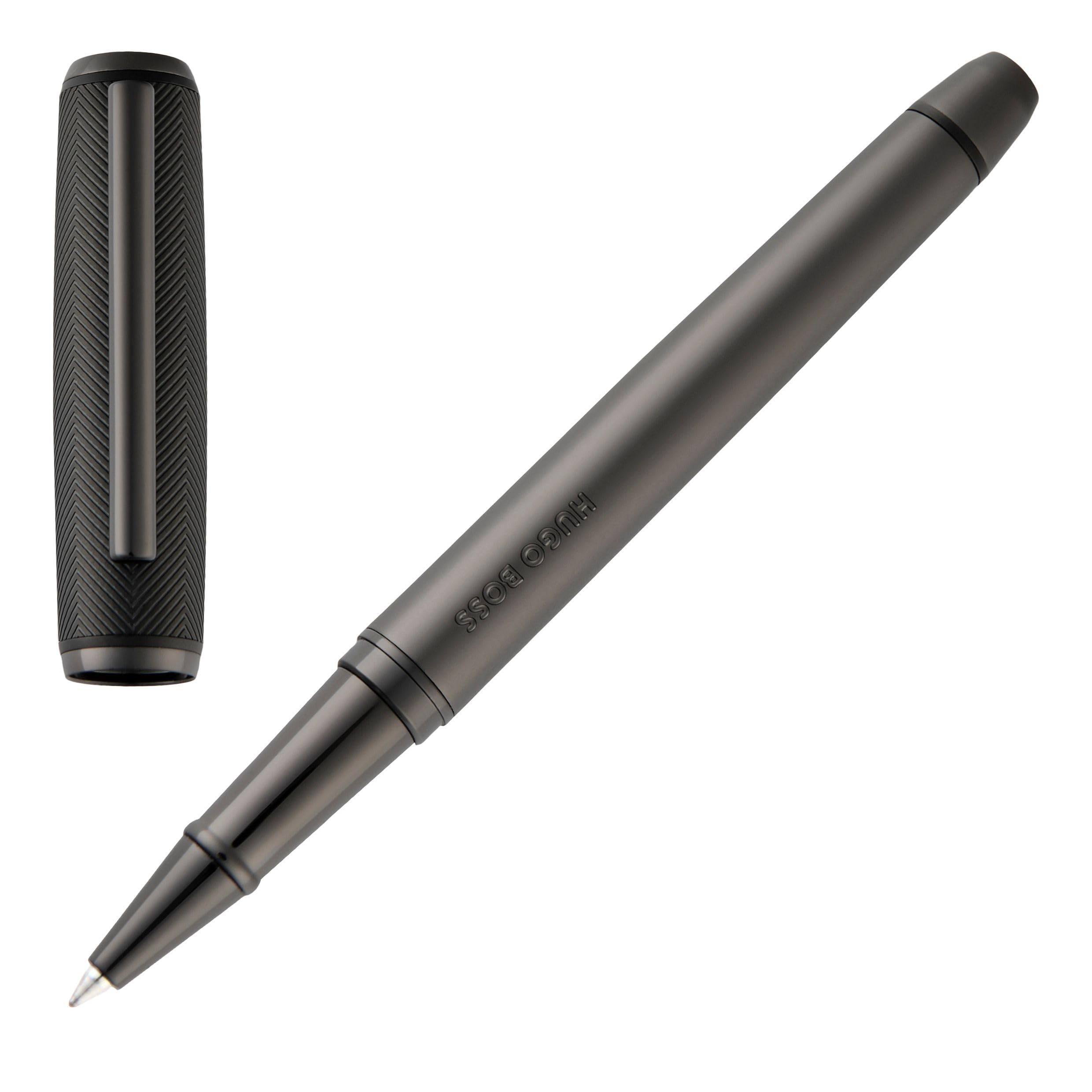 BOSS HUGO Pace Stylo roller – Stylo roller élégant en laiton mat – Stylo design de qualité supérieure avec boîte cadeau (HSL5655) (noir)