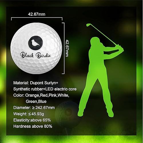 Miniatura 3 de Blach Birdie Pelotas de golf nocturnas que brillan en la oscuridad se iluminan 10 minutos intermitentes en seis colores para hombres y mujeres,