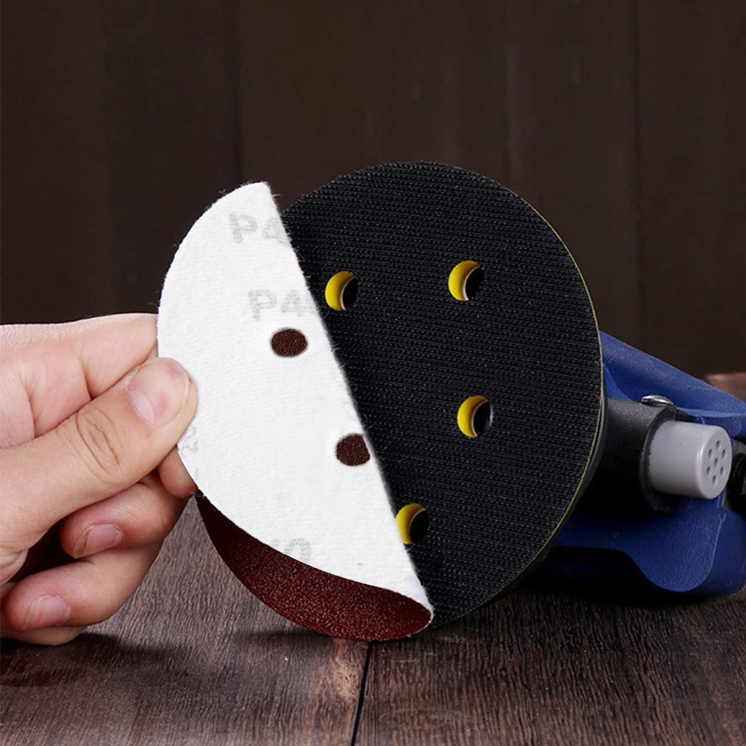 Dischi abrasivi da 150 mm Carta vetrata 40 80 120 240 400 600 800 1000 1500 2000 Carta vetrata a Grana 6 Fori for levigatrice orbitale Casuale(C)