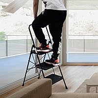 Vista 9 de Wiberwi 3 Step Ladder Folding Step Stool for Adults with Top Handrail 330 Lbs Capacity, Lightweight & Portable Step 3 Stool Ladders with Wide Pedal