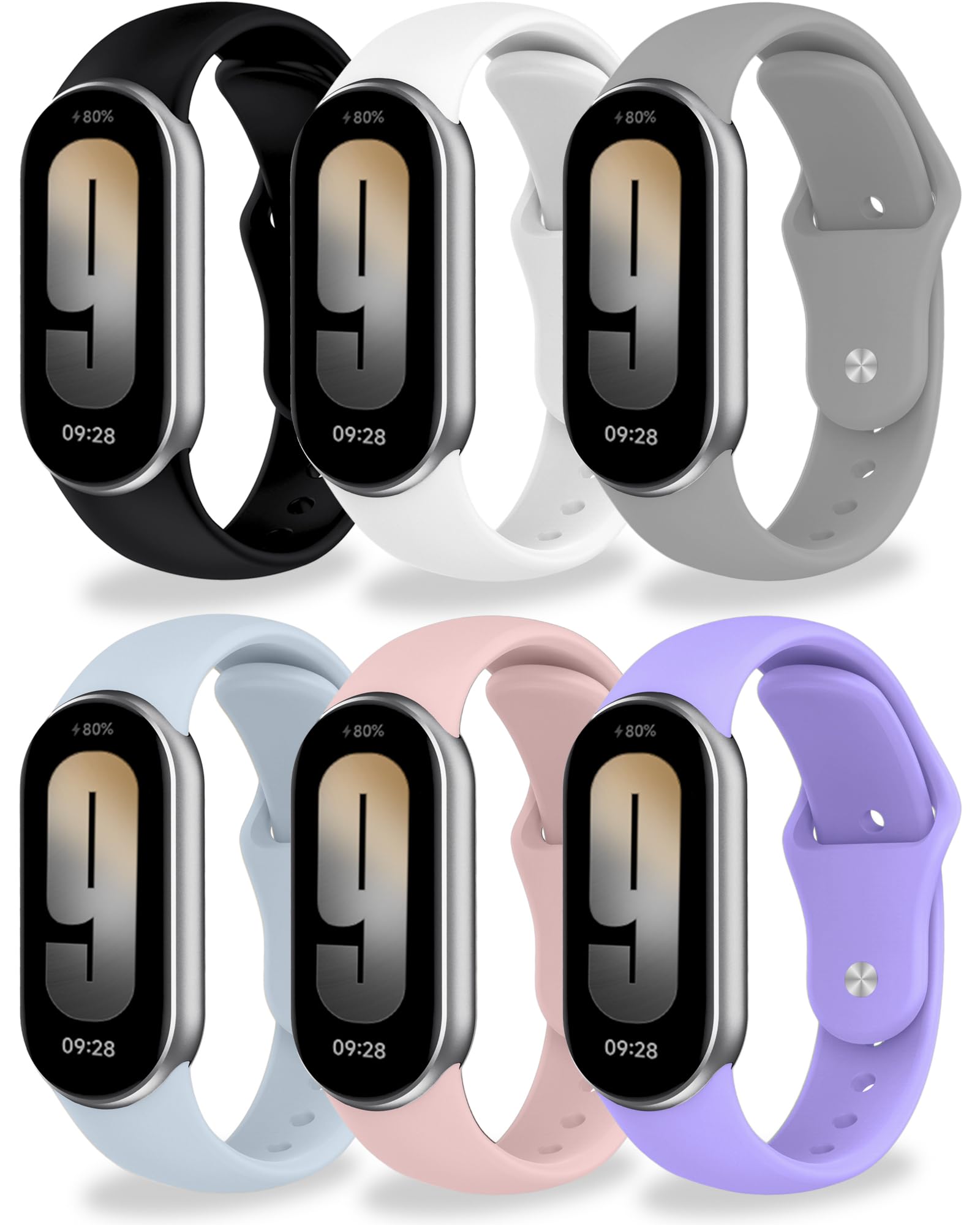 BABEJIA 3-10 Pezzi Cinturini Compatibili con Xiaomi Smart Band 10/9/8, Cinturino Morbidi e Sportivi, Traspiranti, Regolabili, A Sgancio Rapido