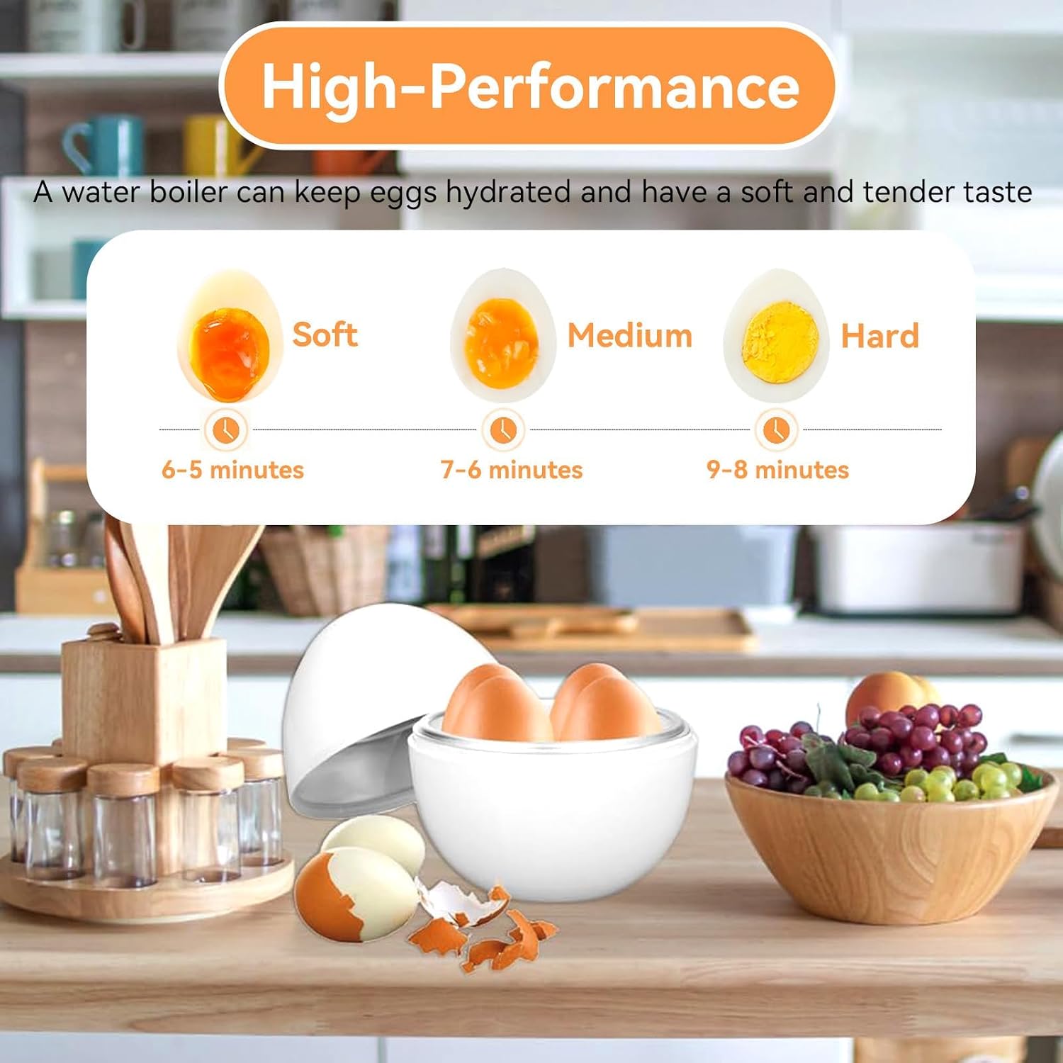 Microwave Egg Cooker, Microwave Hard Boiled Egg 4 Capacity Boiler Steamer Poacher Microwavable Boiler Poacher with Lid for Cooking Kitchen Tools