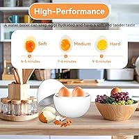 Vista 2 de Cocedor de huevos para microondas, huevos duros para microondas, 4 capacidades, caldera de vapor, escalfadora con tapa para cocinar herramientas