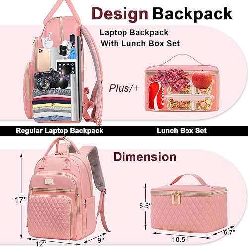 Miniatura 4 de Weitars Mochila de almuerzo para mujer, mochila para laptop de 15.6 pulgadas, mochila de viaje para mujer, mochila de trabajo, mochila para