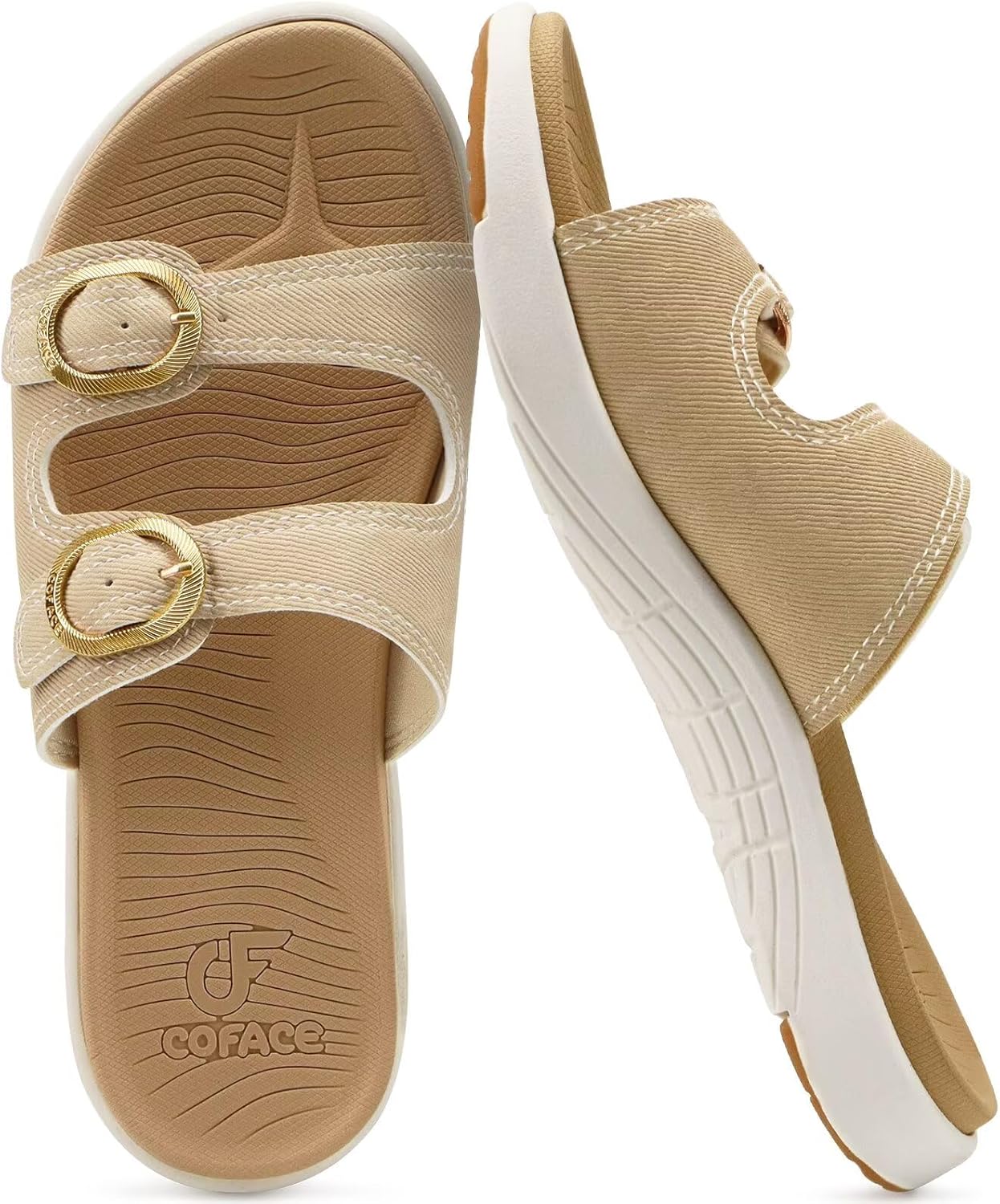 COFACE Womens Orthotic Slides Comfort Plantar Fasciitis Arch Support Slip on Flat Sandals Ladies Soft Cushion Fashion Yoga Mat Slippers With Adjustable Straps - Image 8