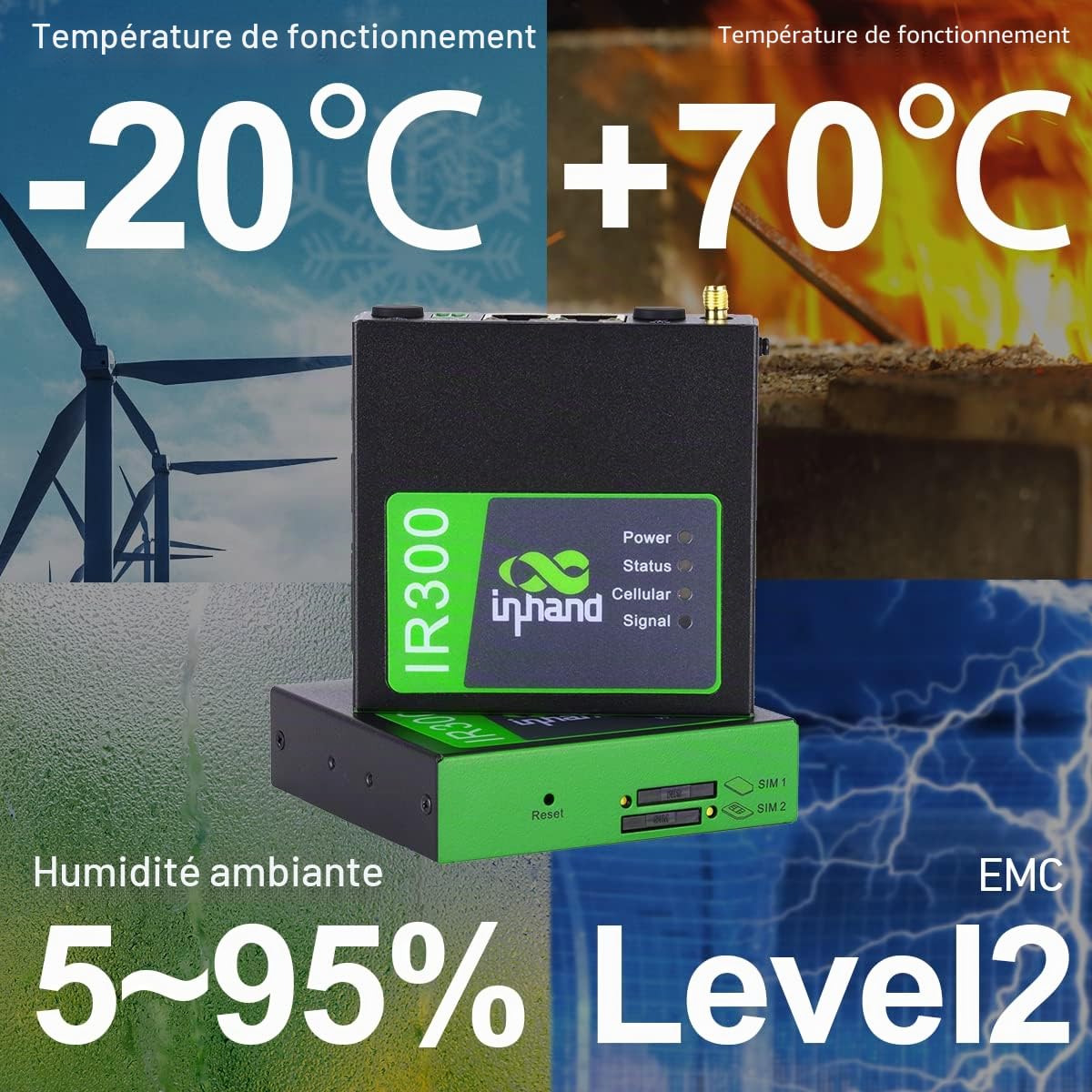 InHand Networks IR302 Routeur VPN Industriel IoT Double Carte SIM, 4G LTE Cat 4, Antenne Externe, Wi-FI, Géré Via Plateforme Cloud Compatible Toute SIM opérateurs, WLAN Camping Car Caravane Bateau