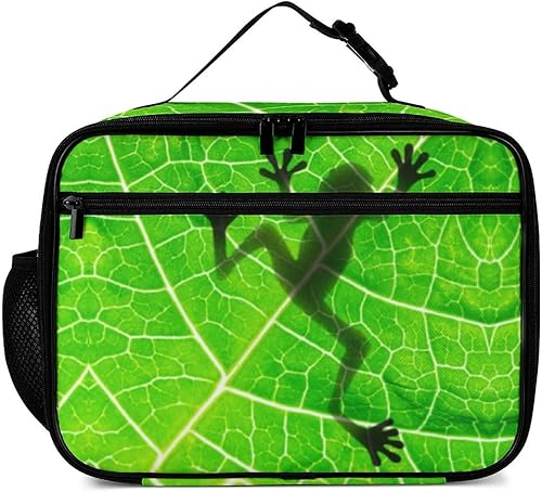 Miniatura 2 de Lonchera reutilizable con diseño de rana verde, bolsa de almuerzo aislada, lonchera para comida y alimentos, bolsa de mano para niños, escuela,
