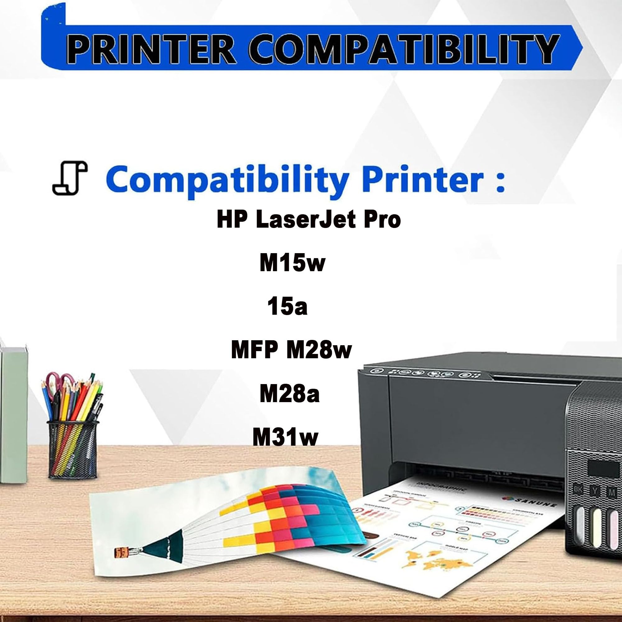 Set di M28-M31 cartucce toner compatibili con stampanti HP LaserJet per Pro M15w/15a/MFP M28w/M28a/M31w, Stampa ad alta resa e alta definizione, con chip,Black-2pcs