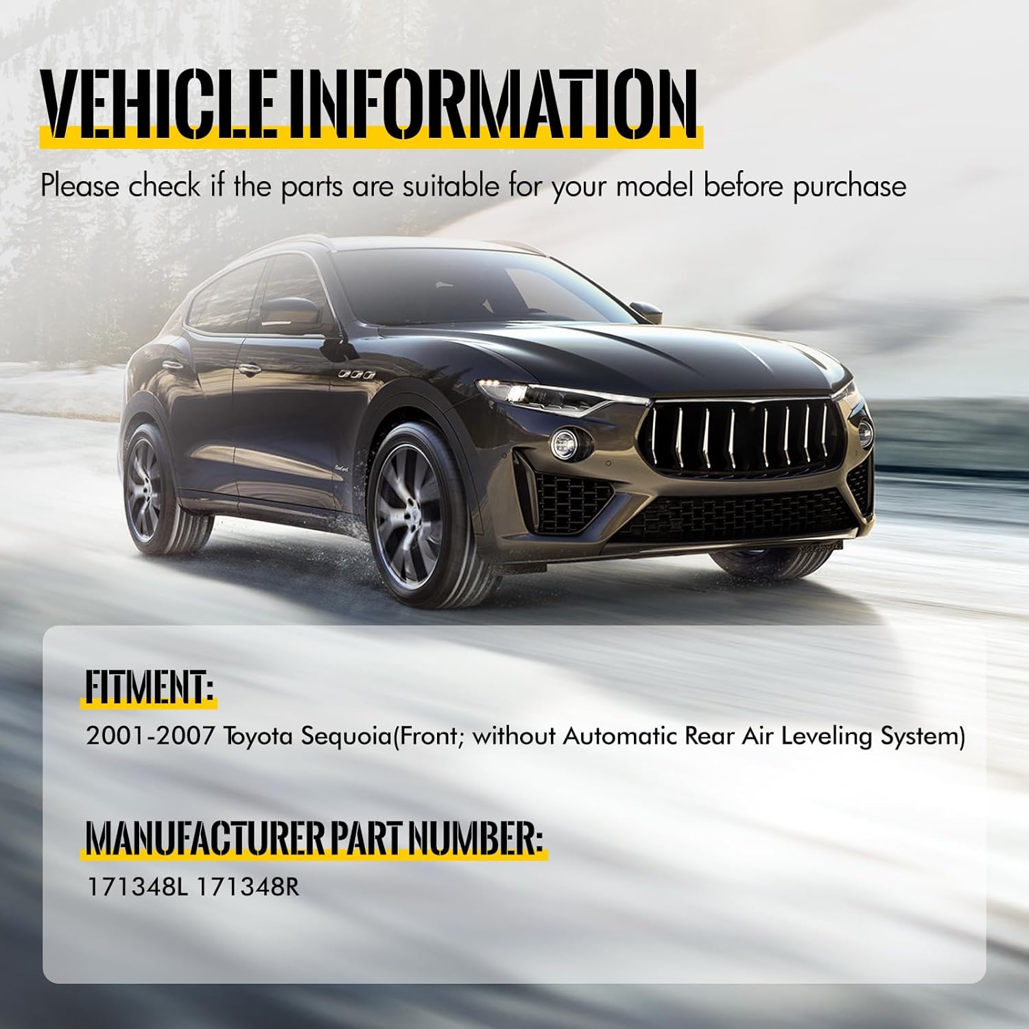 KUSATEC Front Pair Complete Struts Shock Absorber fit for Toyota Sequoia 2001-2007, 171348L+171348R Left/Right Struts with Coil Spring Assemblies