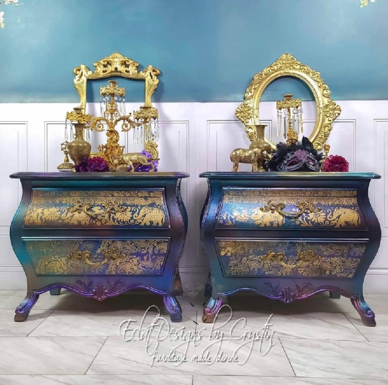 Redesign Decor Clear-Cling Stamps - Bohemian Dreamer for Wall Paint Wall Art Furniture Decorative nightstand Bed Side Stand Large Vanity Table Set Makeup Vanity Dressing Table Computer Desk