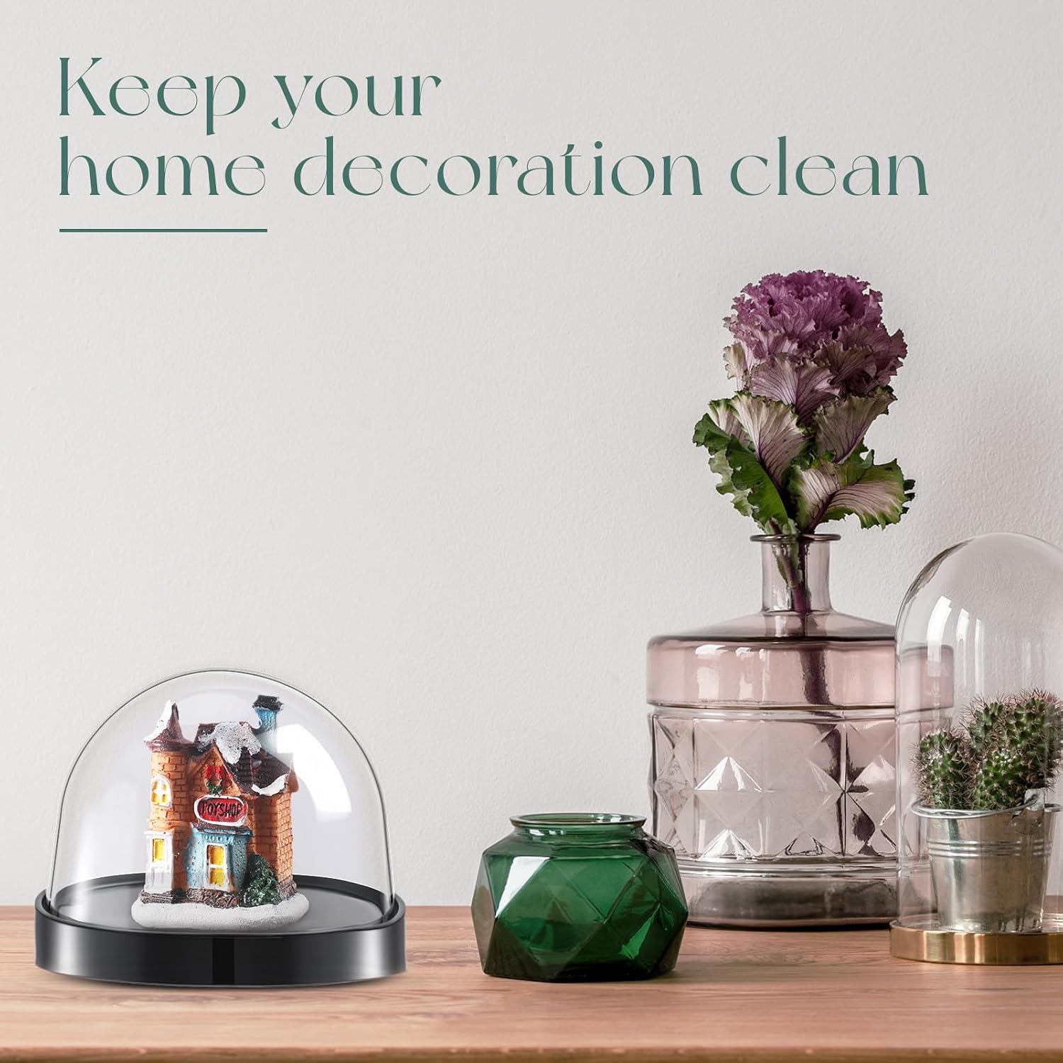 Zhengmy 12 Pcs Plastic Dome Display Case Cloche Bell Jar with Base Clear Cloche Dome Decoration Case for Collectibles Rose Office Home Tabletop Centerpiece Decoration (Small Ellipse) image 4