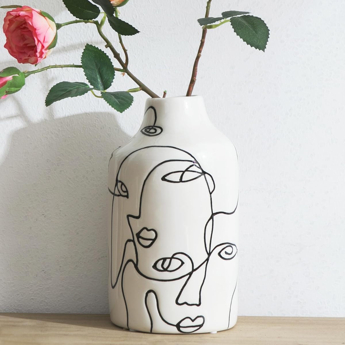 Jarrón de cerámica para decoración del hogar, florero de diseño irregular abstracto, decoración de sala de estar, jarrones decorativos minimalistas para hierba de pampa