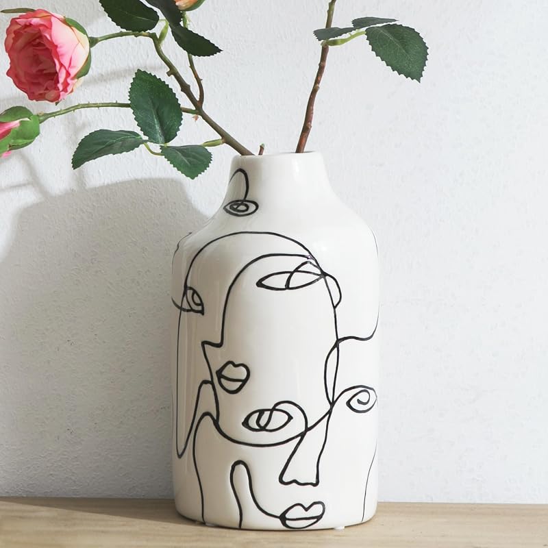 Jarrón de cerámica para decoración del hogar, florero de diseño irregular abstracto, decoración de sala de estar, jarrones decorativos minimalistas para hierba de pampa