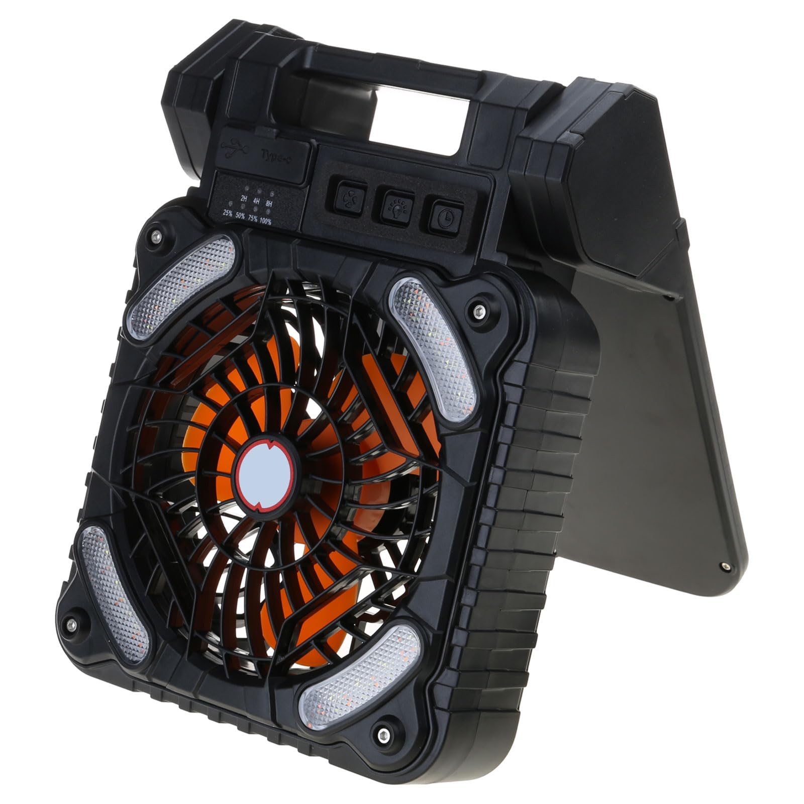 Kalttoy Multifunctional Camping Fan Rechargable Desktop Fan with Light Outdoor Solar Fishing Cooling ABS Solar Charging
