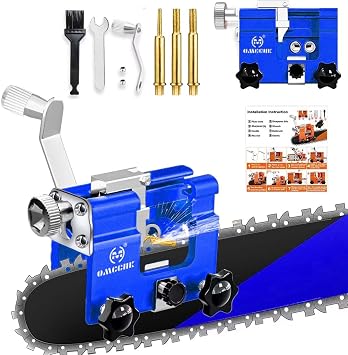 Chainsaw Sharpener, Portable Chain Saw Sharpener with 3 Diamond Sharpening Stone, Manual Chainsaw Accessories for 4"-22" Chain Saw Chainsaw Sharpening Tool