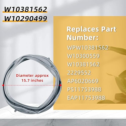 Miniatura 17 de 4986ER0004F Junta de arranque de puerta de arandela - Compatible con L-G, Ken-More Piezas de junta de puerta de lavadora de carga frontal con puerto