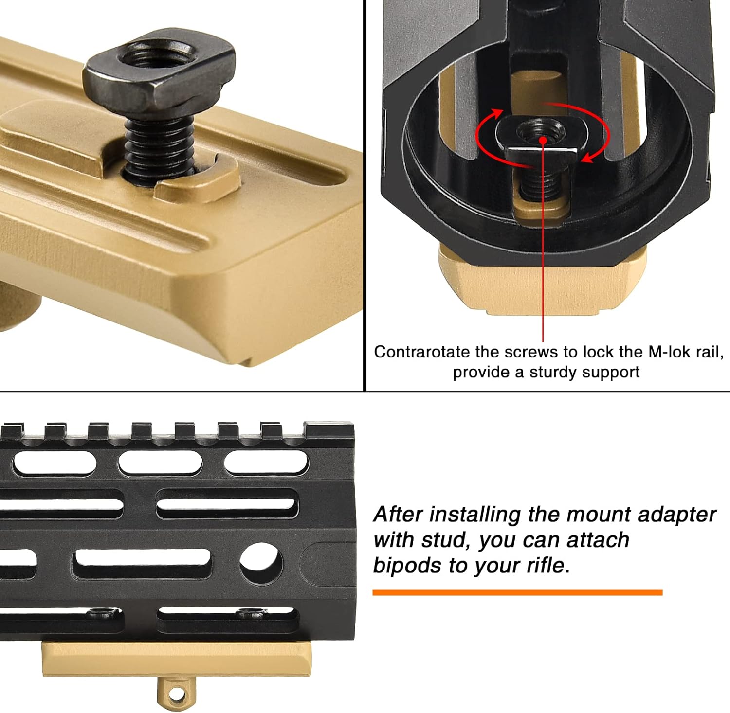 CVLIFE Bipod Adapter Bipod Mount for M-Rail 4 T-Nuts 4 Screws and 1 Wrench : Everything Else
