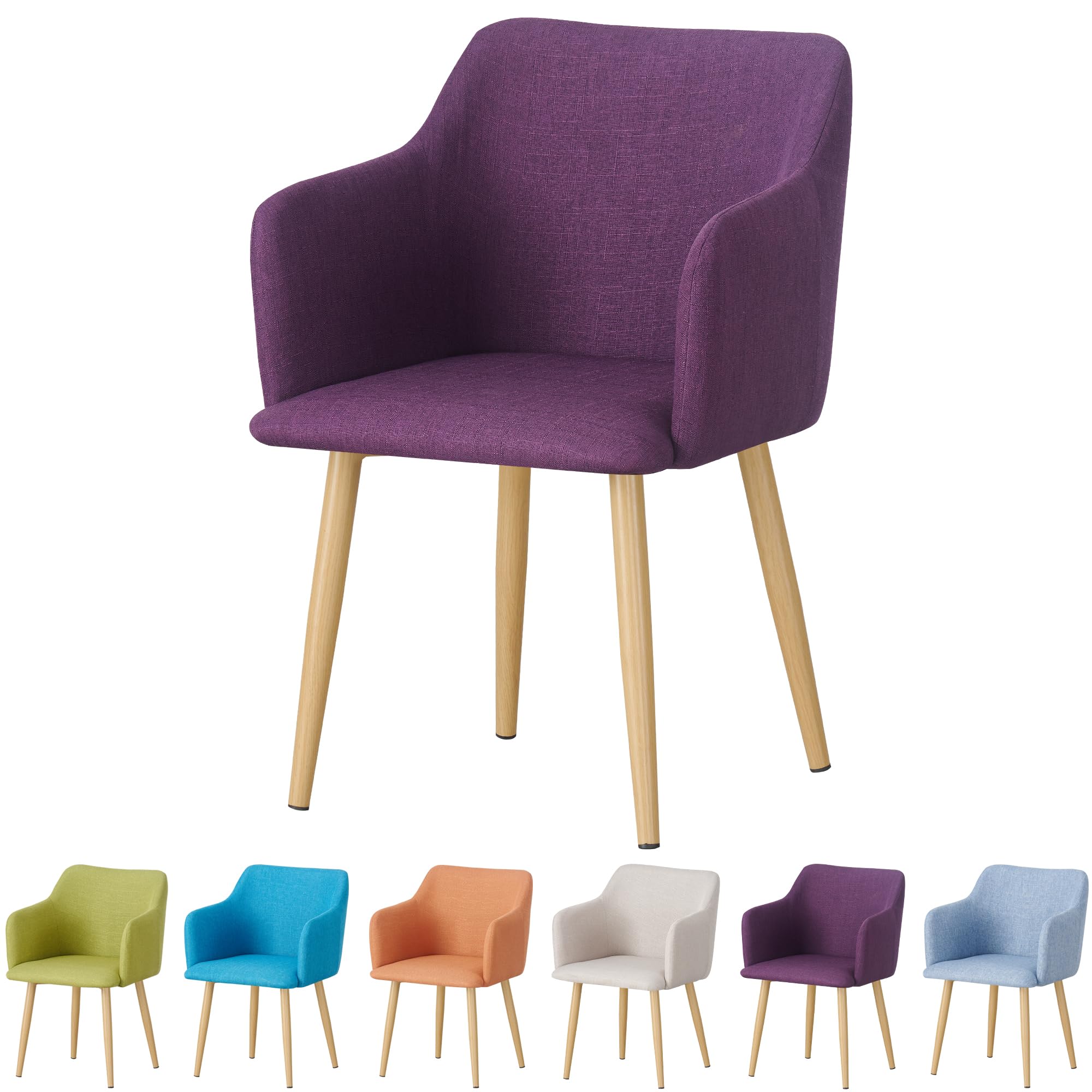 MOF Vanity Chair for Dressing Table, Bedroom or Living Room – Compact Fabric Tub Armchairs with Padded Seat & Metal Legs – Upholstered Small Bedroom Chair/Reading Chairs (1, Purple) — image 1