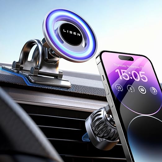 LISEN for MagSafe Car Mount,Phone Holders for Your Car Accessories Dashboard Vent iPhone Car Mount Magnetic Phone Holder Mount for Truck,GPS M Ount for Garmin fit iPhone 16 Pro Max 15 14 13 12