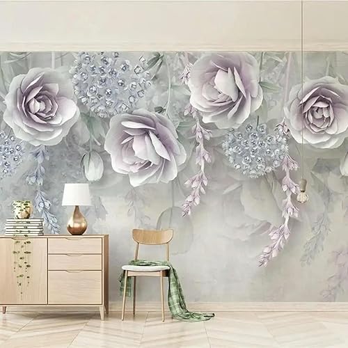 Papel pintado personalizado 3D lavanda flor alivio flor TV fondo pared sala dormitorio decorativo papel de pared